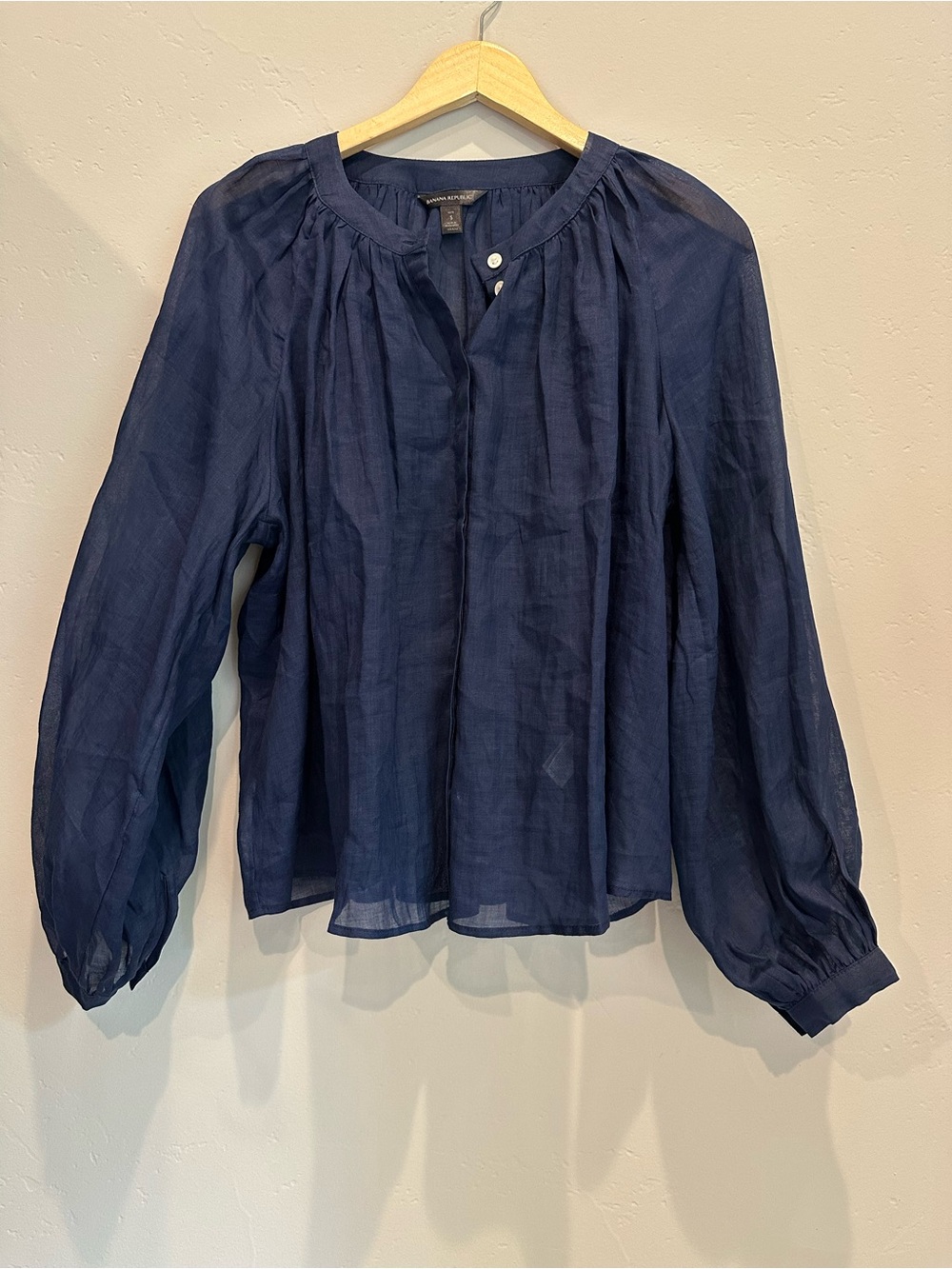 Women’s Navy Peasant Blouse - Banana Republic